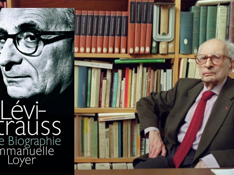Der französische Anthropologe und Ethnologe Claude Lévi-Strauss am 8. Juni 2001 in Paris (Hintergrundbild). Buchcover (Vordergrundbild)
