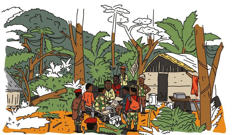 Seite aus dem Graphic Novel: "El Marto & Frederik Richter: Made in Germany: Ein Massaker im Kongo"