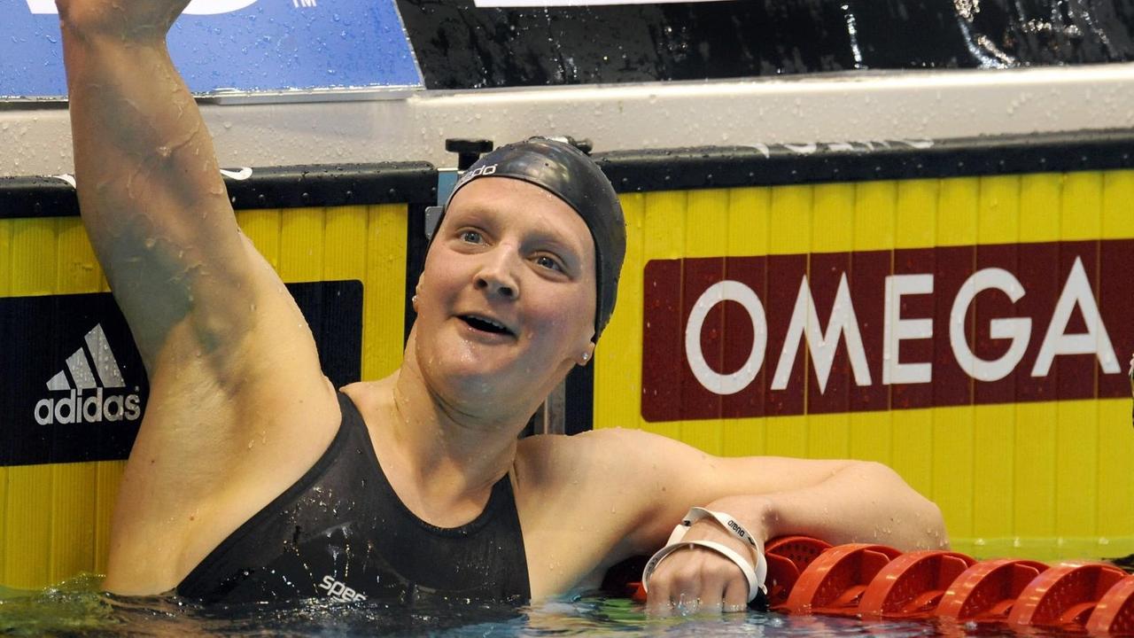 Petra Dallmann jubelt nach einem Rennen Petra Dallmann jubelt nach einem Rennen