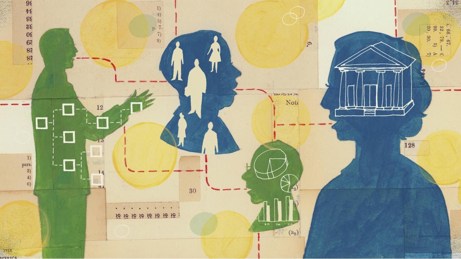 Illustration: Kommunizierende Personen. Illustration: Kommunizierende Personen.