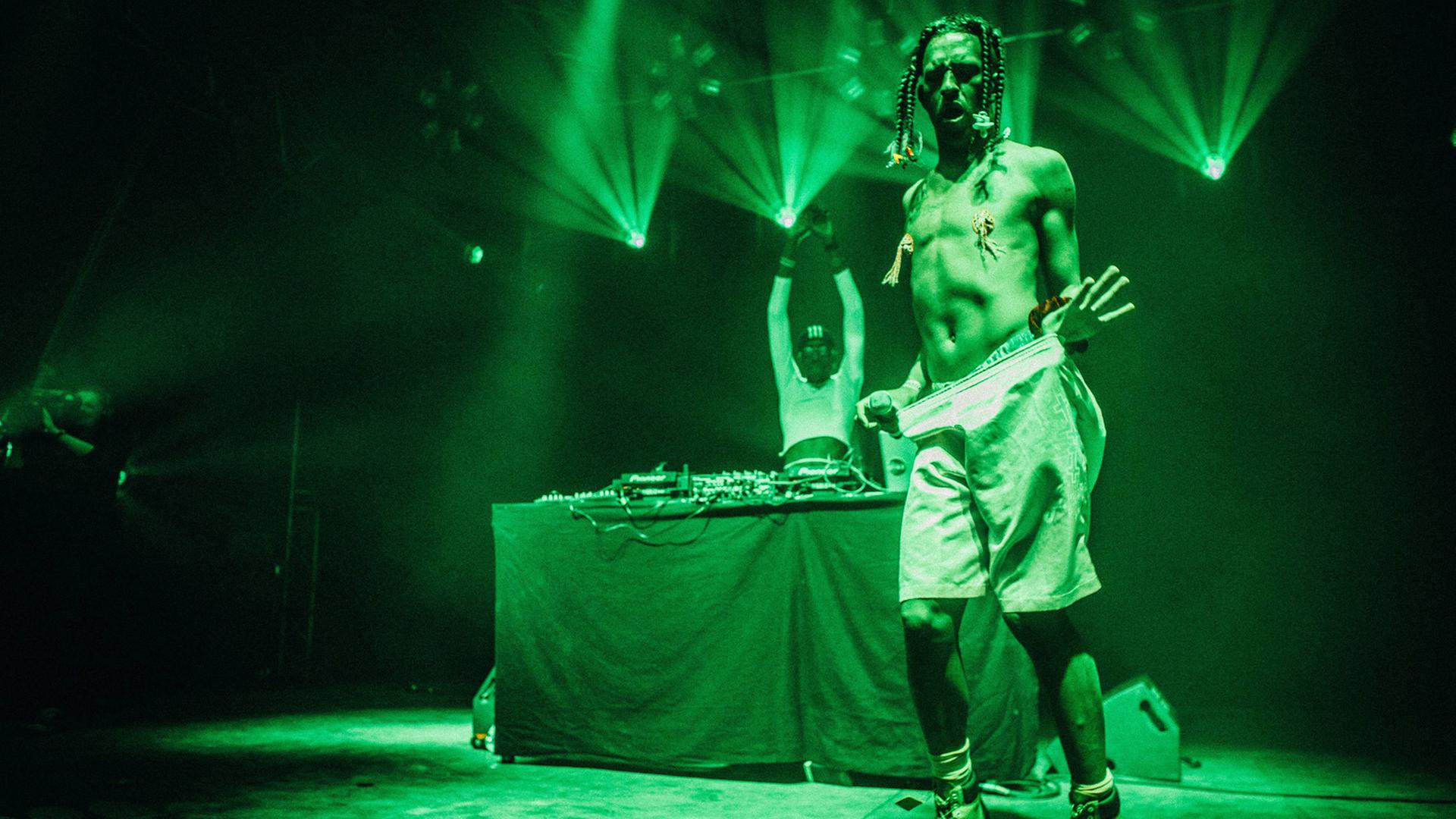Die Rapperin Mykki Blanco bei einer Show beim Roskilde Festival 2013 in Dänemark