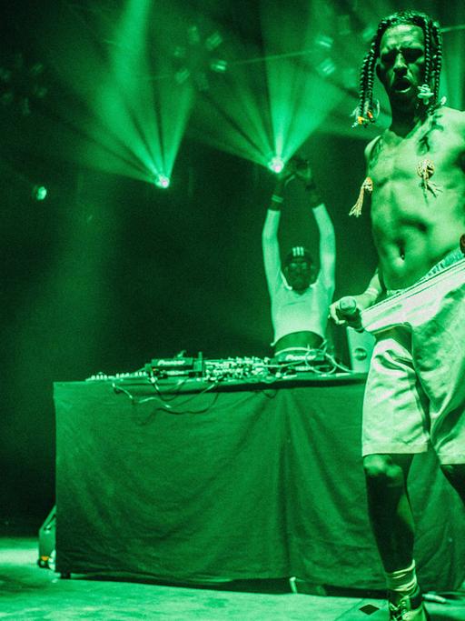 Die Rapperin Mykki Blanco bei einer Show beim Roskilde Festival 2013 in Dänemark
