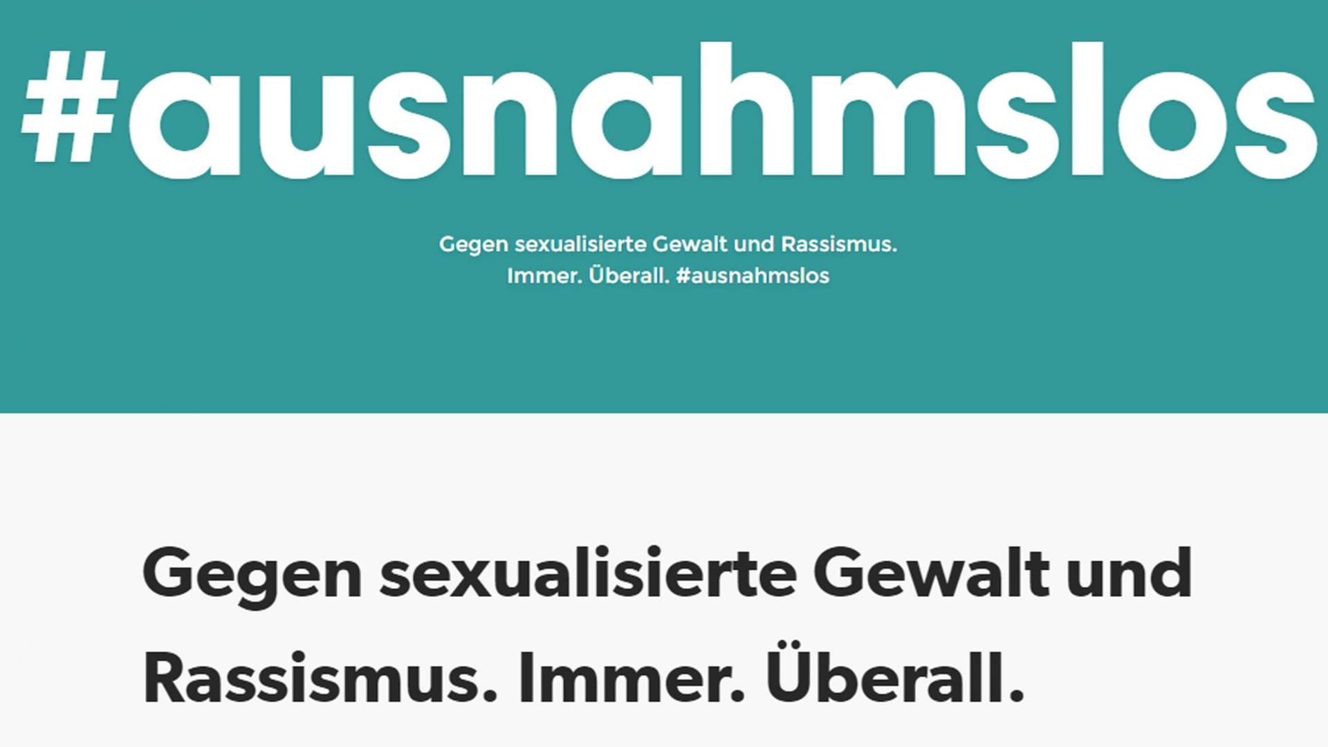 Unter #ausnahmslos wollen die Begründerinnen aufmerksam machen gegen sexualisierte Gewalt und Rassimus. Unter #ausnahmslos wollen die Begründerinnen aufmerksam machen gegen sexualisierte Gewalt und Rassimus.