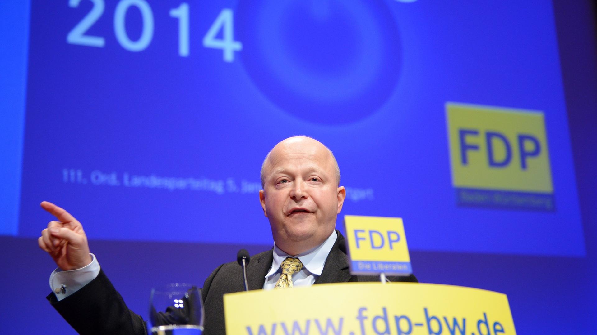 Michael Theurer, der Landesvorsitzende der baden-württembergischen FDP, spricht am beim Landesparteitag Michael Theurer, der Landesvorsitzende der baden-württembergischen FDP, spricht am beim Landesparteitag