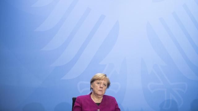 Bundeskanzlerin Angela Merkel gibt nach einem Treffen mit den Ministerpräsidenten der Länder zu steigenden Infektionszahlen und weiteren Corona-Maßnahmen eine Pressekonferenz.