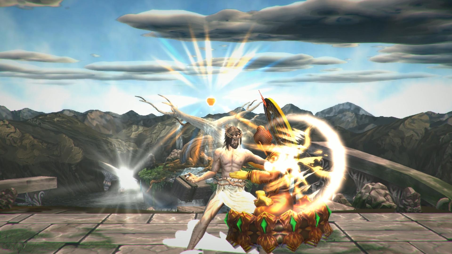Screenshot aus "Fight of Gods" - Jesus und Buddha prügeln sich Screenshot aus "Fight of Gods" - Jesus und Buddha prügeln sich