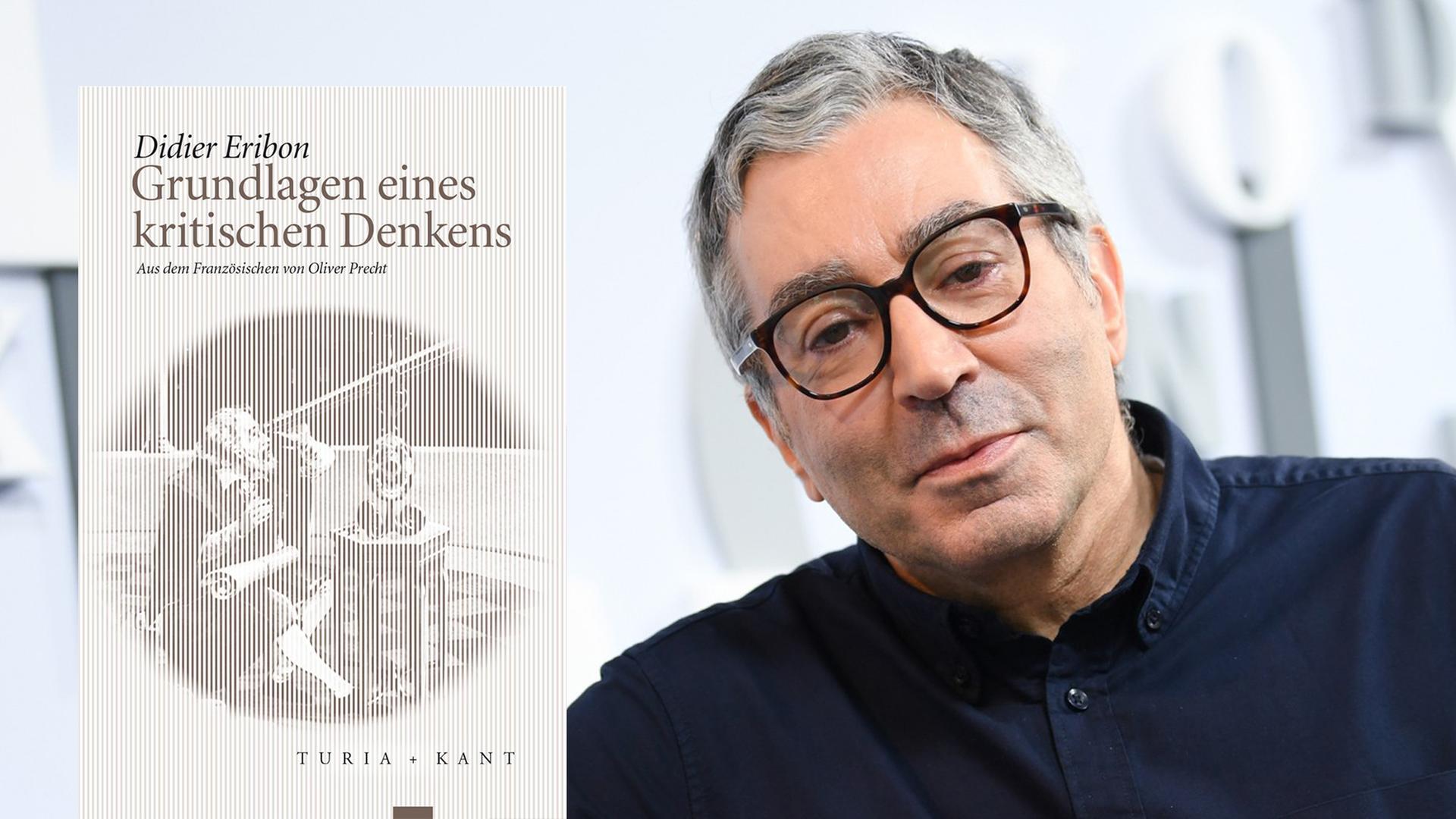 Cover von Didier Eribon: "Grundlagen eines kritischen Denkens" vor einem Porträt des Soziolgen Cover von Didier Eribon: "Grundlagen eines kritischen Denkens" vor einem Porträt des Soziolgen