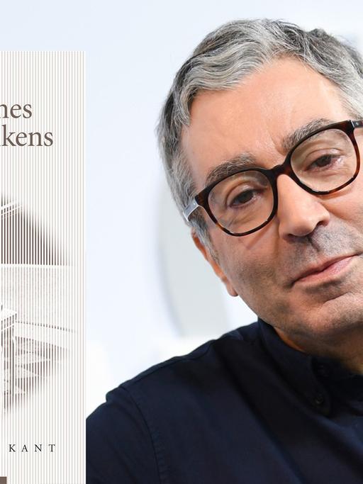 Cover von Didier Eribon: "Grundlagen eines kritischen Denkens" vor einem Porträt des Soziolgen