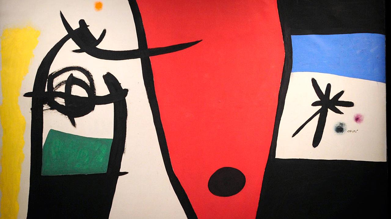 Ausschnitt aus dem Bild "Femme A La Voix De Rossignol Dans La Nuit" von dem katalanischen Maler Joan Miró.