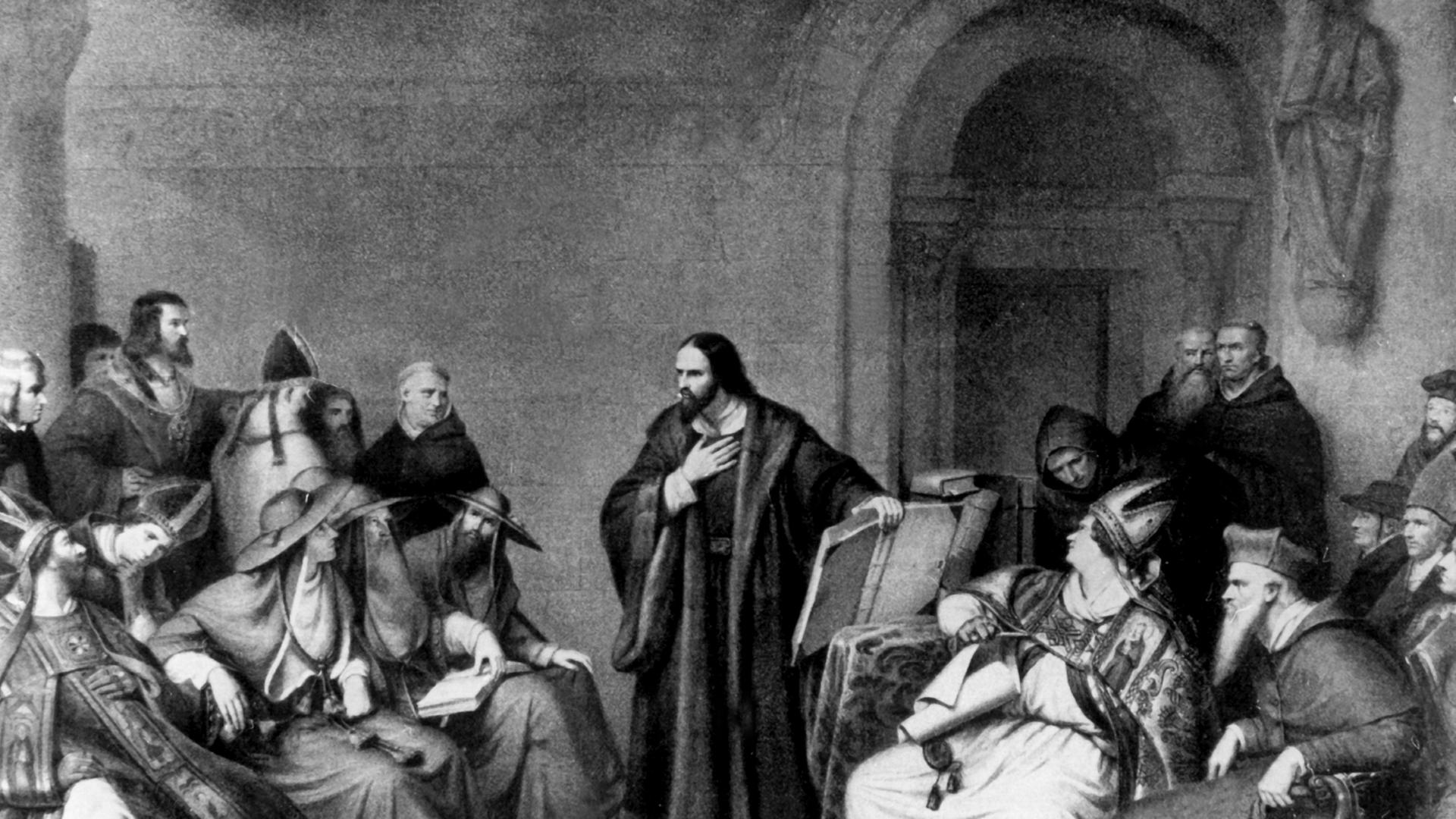 Der tschechische Reformator Jan Hus vor dem Konstanzer Konzil Der tschechische Reformator Jan Hus vor dem Konstanzer Konzil