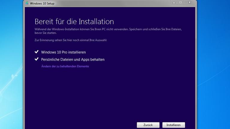 Ein Bildschirmfenster während der Installation von Windows 10. Ein Bildschirmfenster während der Installation von Windows 10.