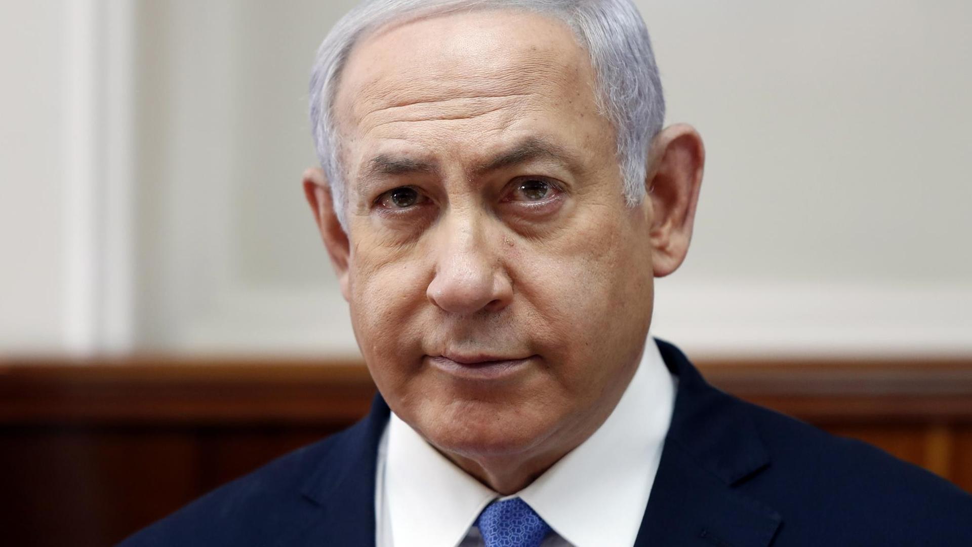 Israels Premierminister Netanjahu vor der Kabinettssitzung.