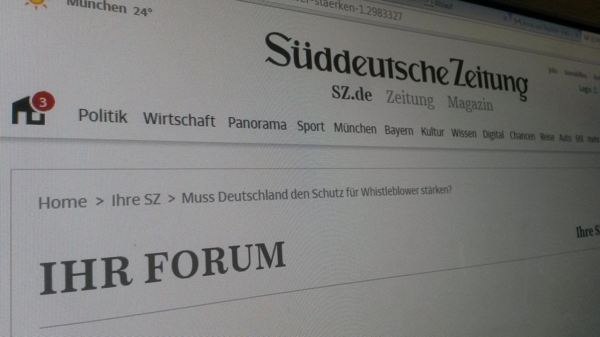 Screenshot des Leserforums auf sueddeutsche.de Screenshot des Leserforums auf sueddeutsche.de