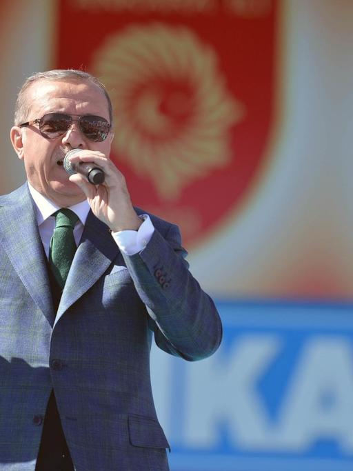 Staatschef Erdoğan spricht in Ankara im April 2017.