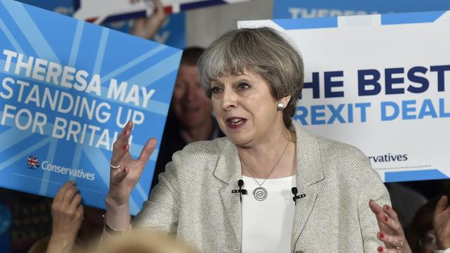 Großbritanniens Premierministern Theresa May bei einer Wahlkampfveranstaltung in West Yorkshire
