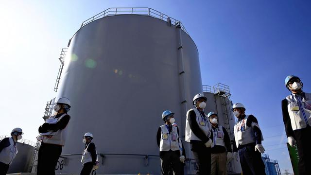 Der Wasserbecken H4 des Kernkraftwerks von Fukushima bei einer Begehung am 13. Februar 2019.