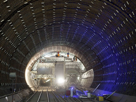 Bauarbeiten im Gotthard-Basistunnel am 27. August 2010 - nahe Faido, Schweiz.