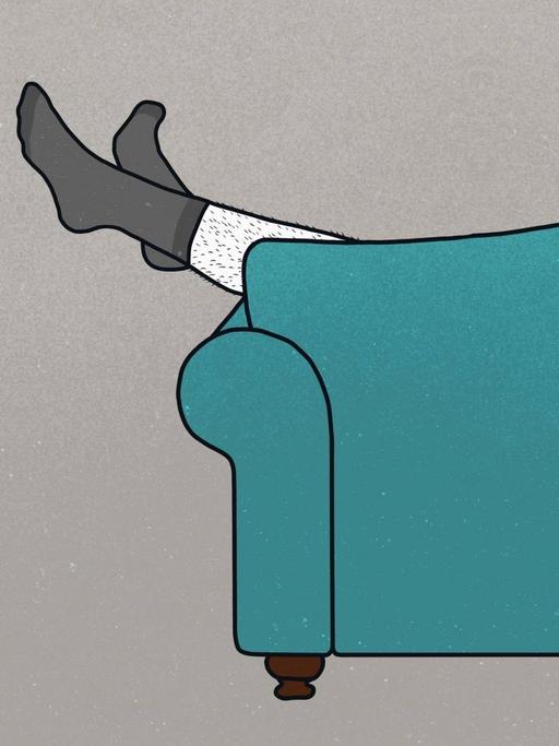Hochgelegte Beine auf einem Sofa (Illustration)