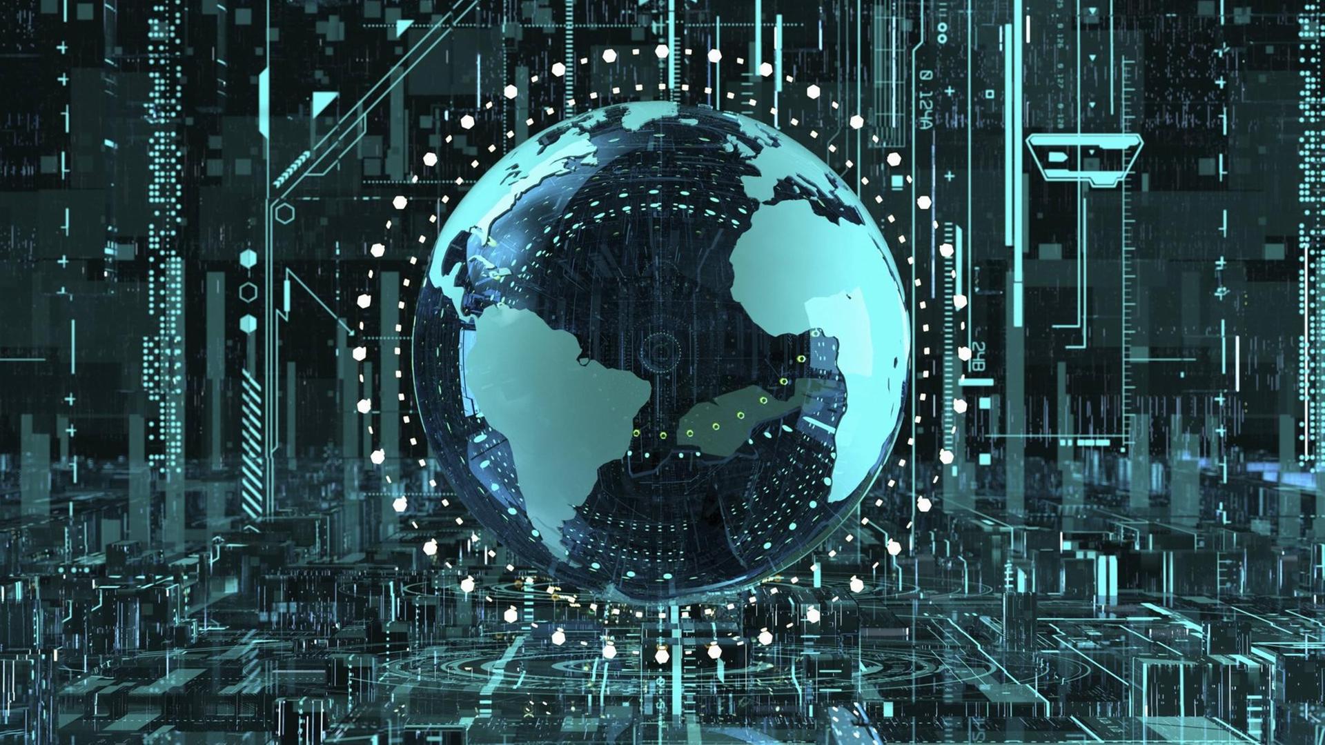 Die Erde im Zentrum des globalen Kommunikationsnetzwerks Die Erde im Zentrum des globalen Kommunikationsnetzwerks