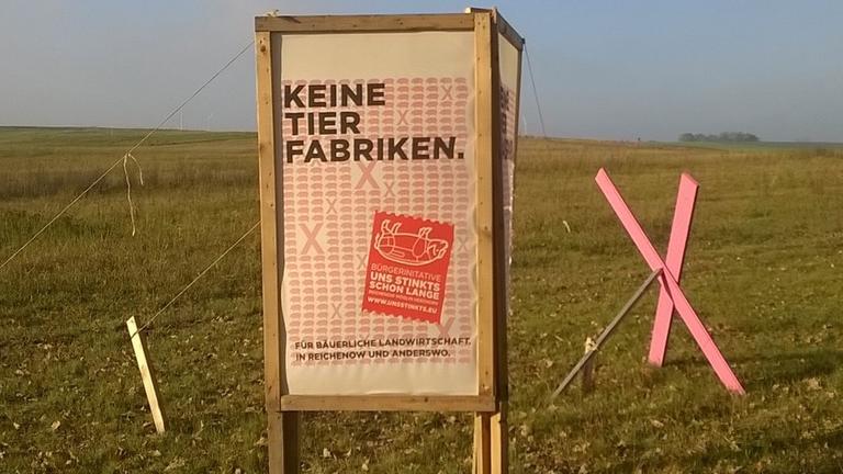 Ein Kreuz als Protest gegen Massentierhaltung Ein Kreuz als Protest gegen Massentierhaltung