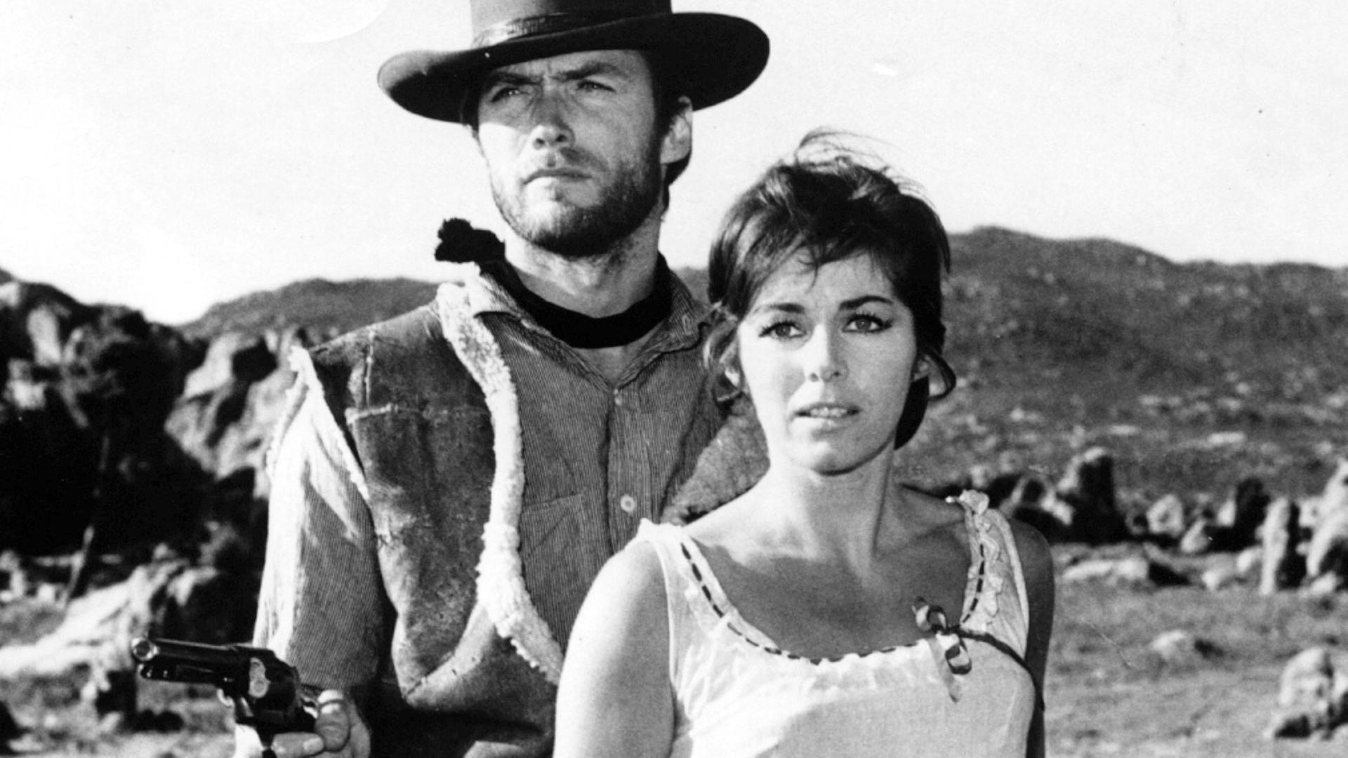 Schauspielerin Marianne Koch und Clint Eastwood im 1964 gedrehten Western "Für eine Handvoll Dollar" von Sergio Leone. Schauspielerin Marianne Koch und Clint Eastwood im 1964 gedrehten Western "Für eine Handvoll Dollar" von Sergio Leone.