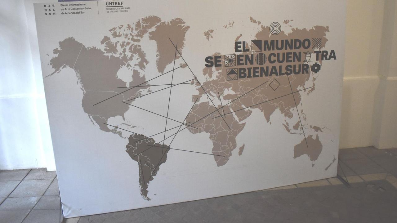 Karte mit den vernetzten Standorten von BIENALSUR Karte mit den vernetzten Standorten von BIENALSUR