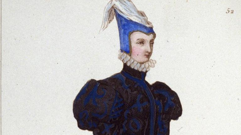 Porträt der französischen Dichterin Louise Labbé oder Labé (ca. 1524-1566) in Form eines Kupferstichs von 1830. Porträt der französischen Dichterin Louise Labbé oder Labé (ca. 1524-1566) in Form eines Kupferstichs von 1830.