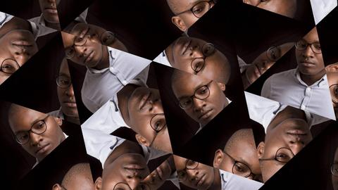 Kaleidoskopartig vervielfältigte Porträtaufnahme eines jungen schwarzen Mannes