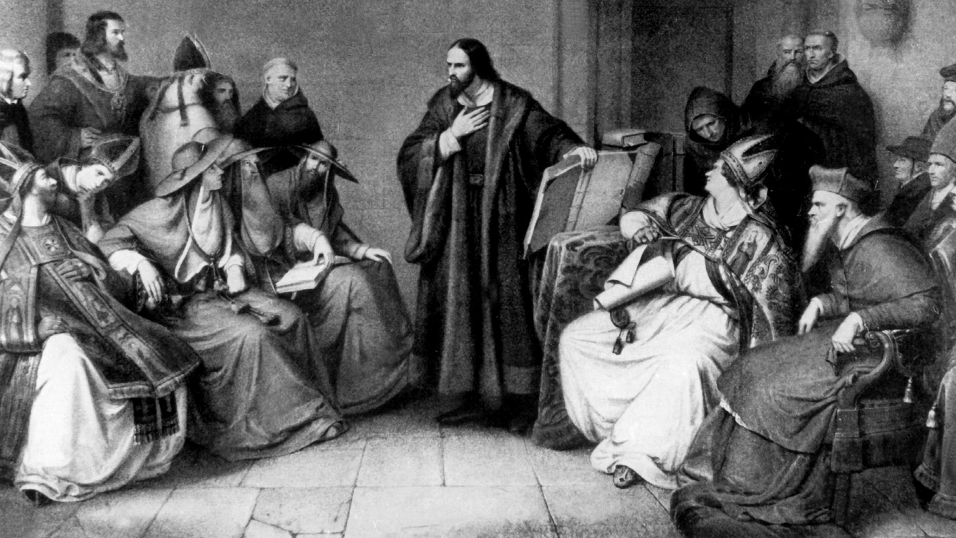 Der tschechische Reformator Jan Hus vor dem Konstanzer Konzil Der tschechische Reformator Jan Hus vor dem Konstanzer Konzil
