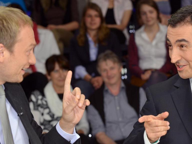 FDP-Chef Lindner und der Grünen-Vorsitzende Özdemir in einer Fernsehdiskussion