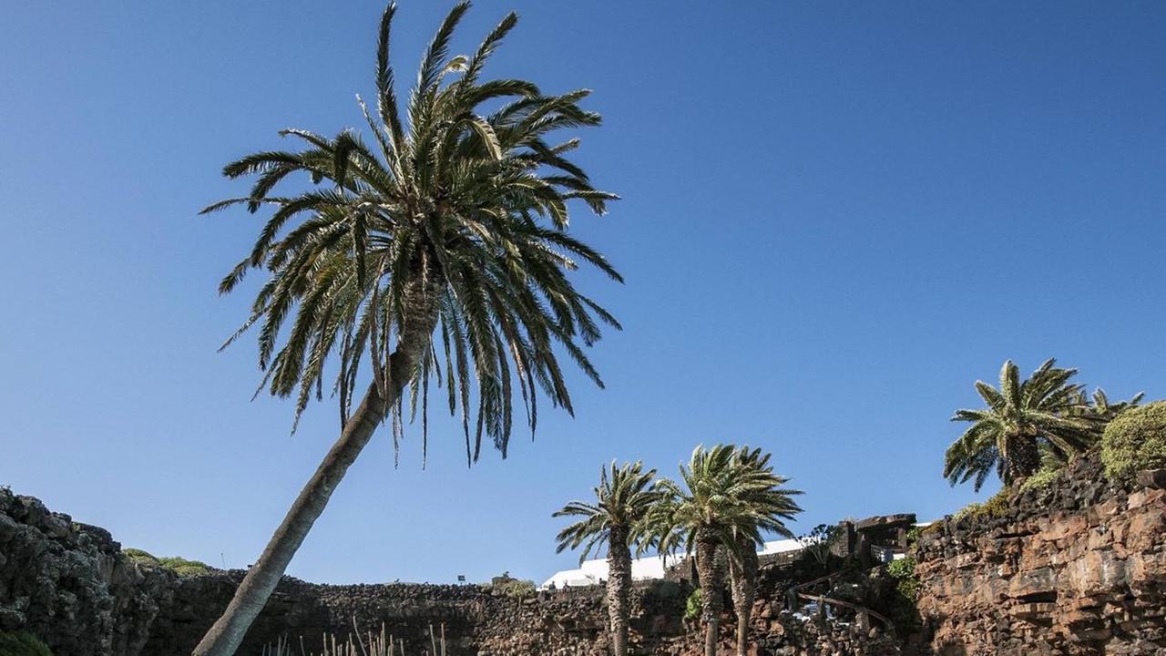 Auf dem Bild sieht man eine Anlage mit Pool für Urlauber auf der spanischen Insel Lanzarote. Auf dem Bild sieht man eine Anlage mit Pool für Urlauber auf der spanischen Insel Lanzarote.