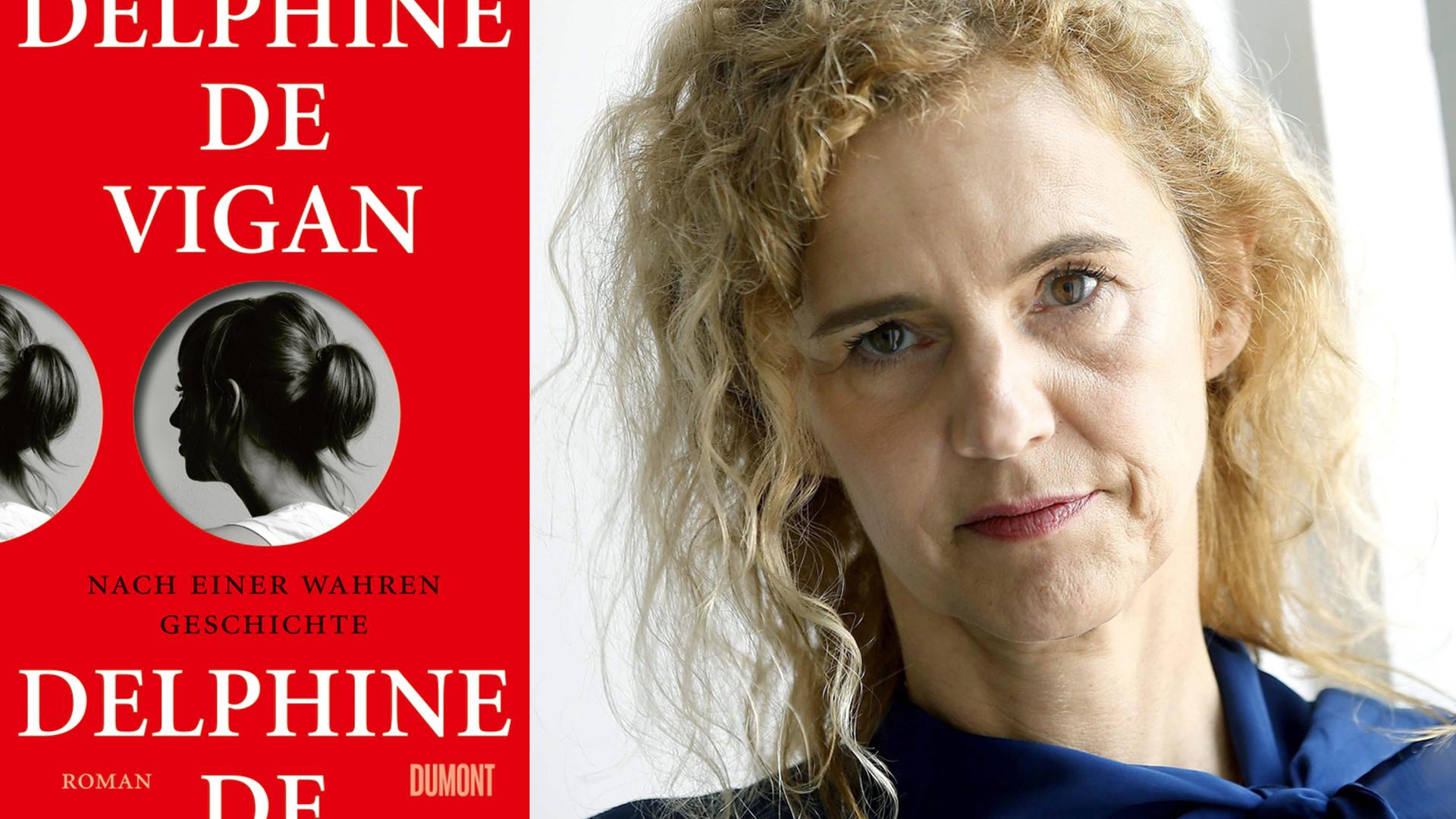Buchcover: Delphine de Vigans "Nach einer wahren Geschichte", rechts: die Autorin selbst. Buchcover: Delphine de Vigans "Nach einer wahren Geschichte", rechts: die Autorin selbst.