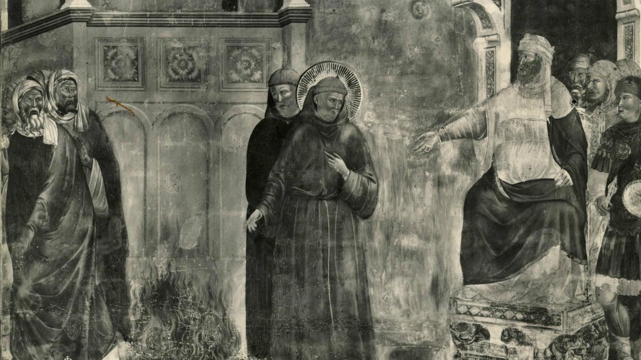 Franz von Assisi schlägt dem Sultan vor, durch die Flammen zu gehen Franz von Assisi schlägt dem Sultan vor, durch die Flammen zu gehen