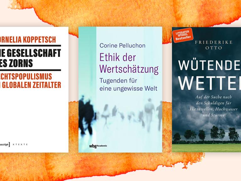 Auf einem farbig auarellierten Hintergrund stehen die Top 3 der besten Sachbücher.