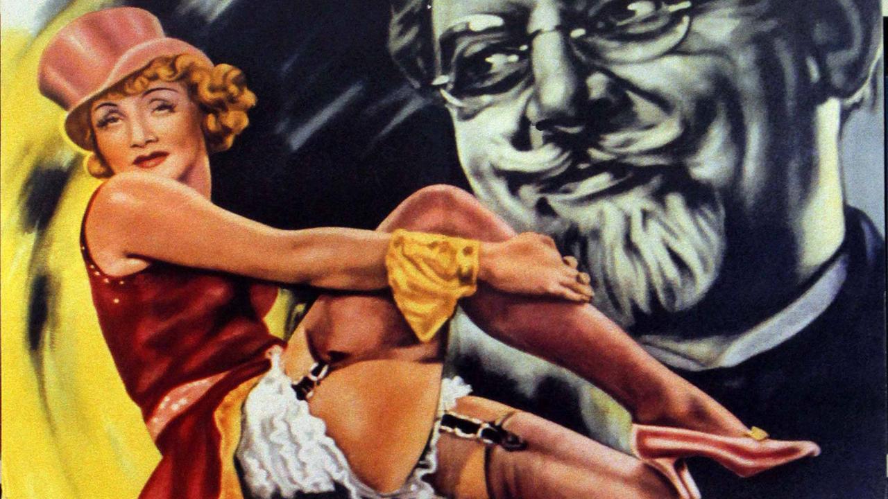 Plakat zum 1929/30 gedrehten Film "Der blaue Engel" mit Marlene Dietrich und Emil Jannings Plakat zum 1929/30 gedrehten Film "Der blaue Engel" mit Marlene Dietrich und Emil Jannings
