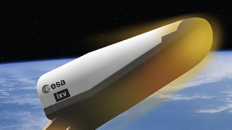 Das IXV beim Wiedereintritt in die Atmosphäre (Zeichnung) Das IXV beim Wiedereintritt in die Atmosphäre (Zeichnung)