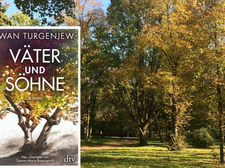 Buchcover Iwan Turgenjew: "Väter und Söhne" - im Hintergrund ein Park mit Bäumen