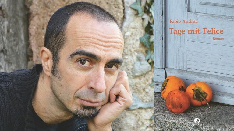 Fabio Andina: "Tage mit Felice" Zu sehen ist der Autor und das Buchcover. Fabio Andina: "Tage mit Felice" Zu sehen ist der Autor und das Buchcover.