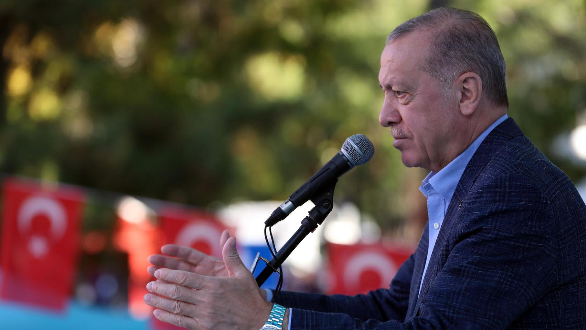 Der türkische Präsident Recep Tayyip Erdogan bei einer Rede in Eskisehir