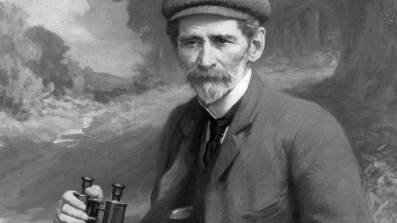 Ein gemaltes Bild des Naturforschers, Ornithologen und Schriftstellers William Henry Hudson im New Forest. Es wurde nach Hudsons Tod von Frank Brooks gemalt. Ein gemaltes Bild des Naturforschers, Ornithologen und Schriftstellers William Henry Hudson im New Forest. Es wurde nach Hudsons Tod von Frank Brooks gemalt.