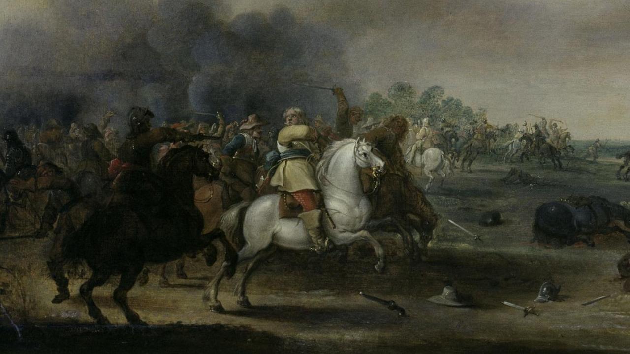 Pieter Meulener (1602-1654) malte das Gemälde die "Verwundung König Gustav Adolphs von Schweden".