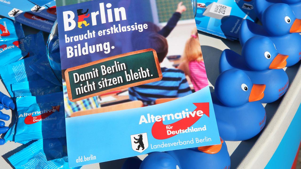 Wahlkampfmaterial des Berliner Landesverbandes der "Alternative für Deutschland" Wahlkampfmaterial des Berliner Landesverbandes der "Alternative für Deutschland"