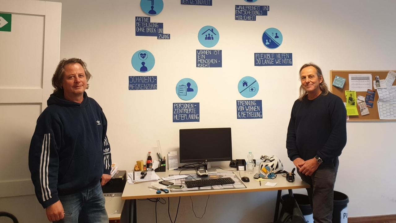 Die Mitarbeiter des Housing First Projekt Sebastian Böwe und Stefan Laurer.(v.l.) Die Mitarbeiter des Housing First Projekt Sebastian Böwe und Stefan Laurer.(v.l.)
