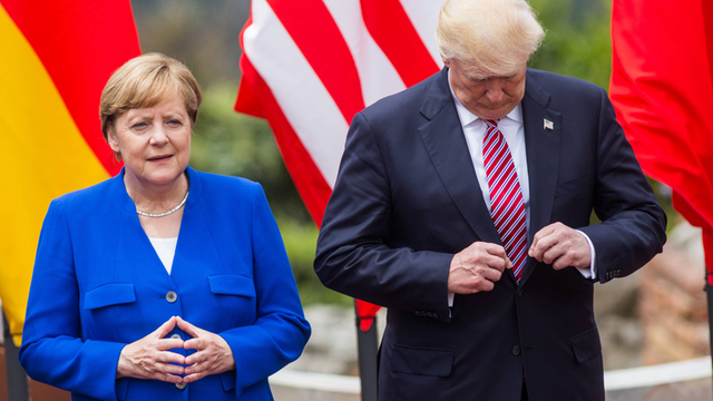 Bundeskanzlerin Angela Merkel (l.) und US-Präsident Donald Trump beim G7-Gipfel in der italienischen Stadt Taormina