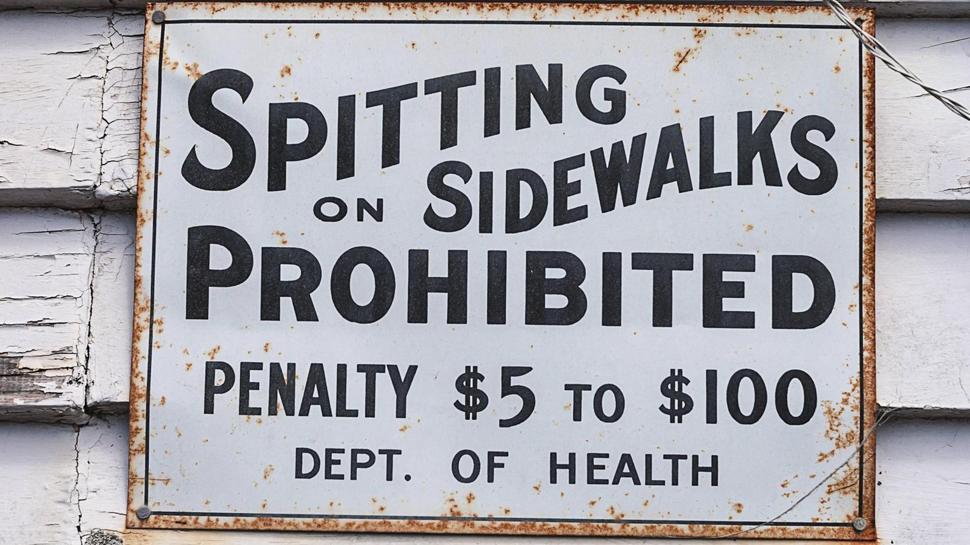 Spucken verboten Schild in Neuseeland. Spucken verboten Schild in Neuseeland.