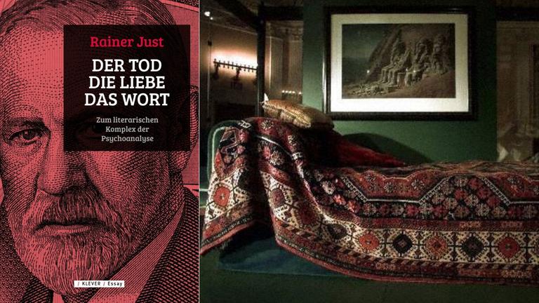 Im Hintergrund Freuds berühmte Couch in der Ausstellung "Sigmund Freud: Conflict and Culture" der Library of Congress in Washington, 1998 Im Hintergrund Freuds berühmte Couch in der Ausstellung "Sigmund Freud: Conflict and Culture" der Library of Congress in Washington, 1998