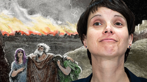 Ein Bildnis der Zerstörung von Sodom und Gomorra - und AfD-Politikerin Frauke Petry.