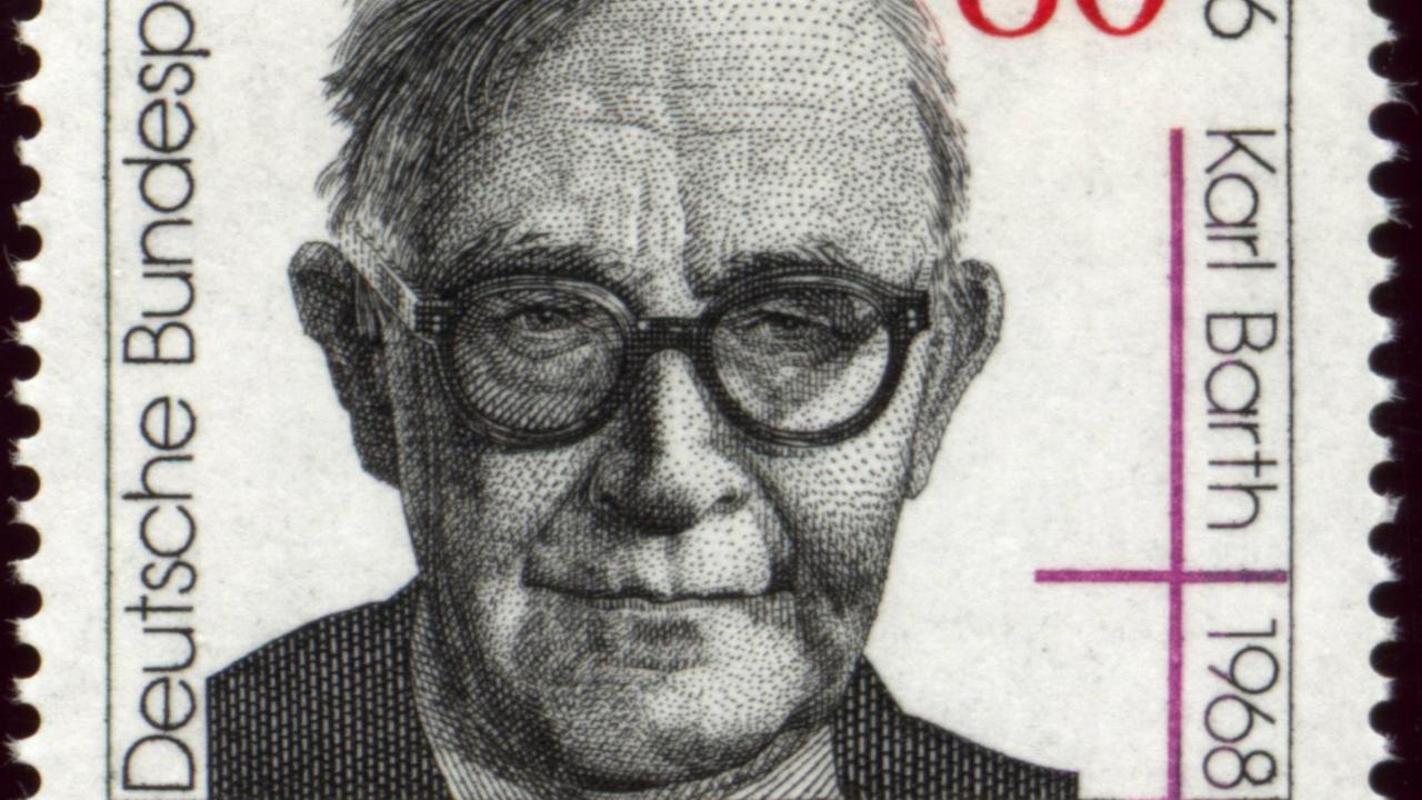 Der Schweizer Theologe Karl Barth auf einer Briefmarke der Deutschen Bundespost
