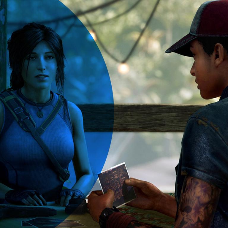 Ein Screenshot aus "Tomb Raider" zeigt die Heldin Lara Croft an einem Tisch