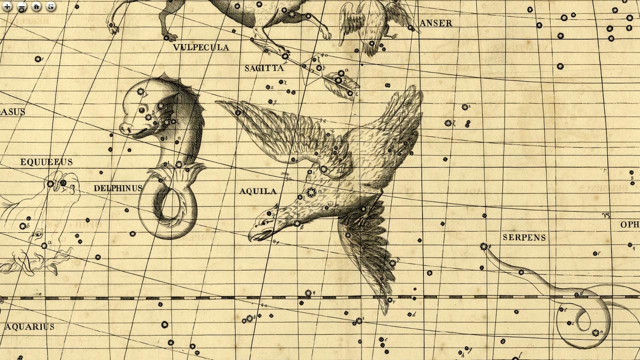Das Sternbild Adler in einer historische Darstellung Das Sternbild Adler in einer historische Darstellung